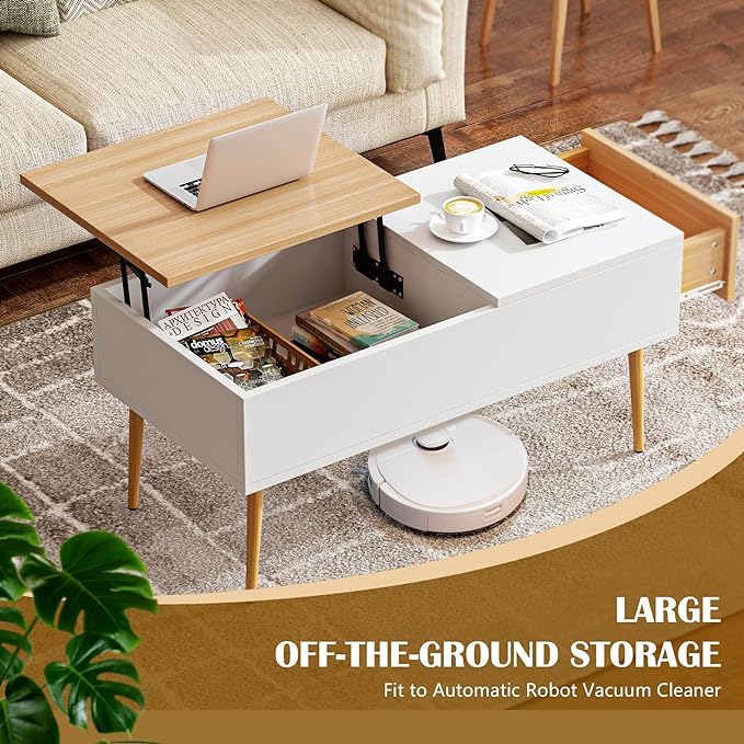 Lift Top Coffee Table, Hidden Compartment and Storage