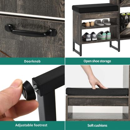 Shoe Cabinet with Bench for Entryway, 3 Flip Drawers Shoe Storage Cabinet with Shoe Bench