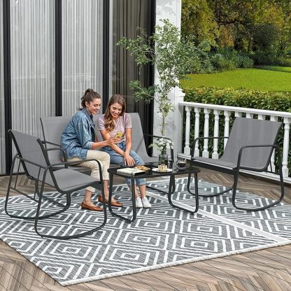 4 Piece Patio Furniture Set, Outdoor Conversation Sets for Patio, Lawn, Garden
