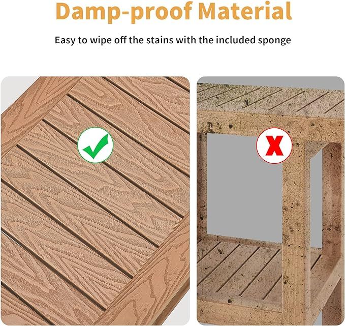 Poly Lumber Shower Bench, Shower Stool with Handles Storage Shelf