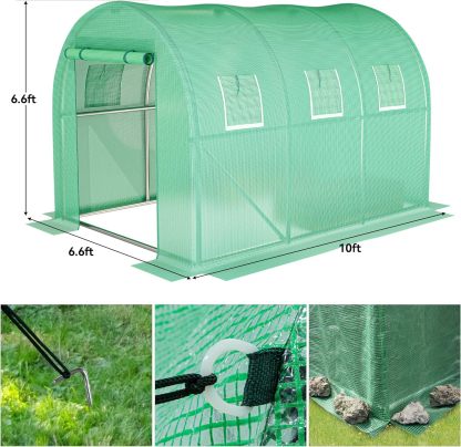 10x6.5x6.5ft Greenhouse w/ Water System Heavy Duty Green House Large Tunnel Greenhouse