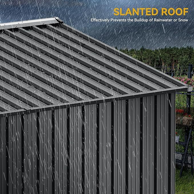 8x6 FT Outdoor Storage Shed, Large Metal Tool Sheds