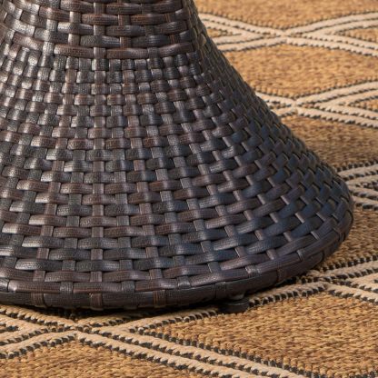 Outdoor Wicker Hourglass Side Table, Multibrown