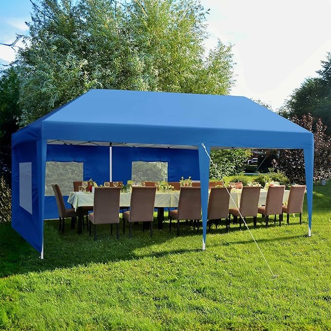 10x20 Pop Up Canopy Tent with 6 Removable Sidewalls, Easy Set-Up Outdoor Patio Canopy with 4 Mesh Windows