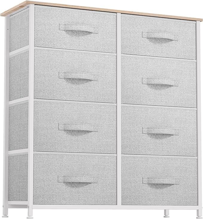 Dresser for Bedroom, Fabric Dresser with 8 Drawers, Tall Dresser, Double Dresser