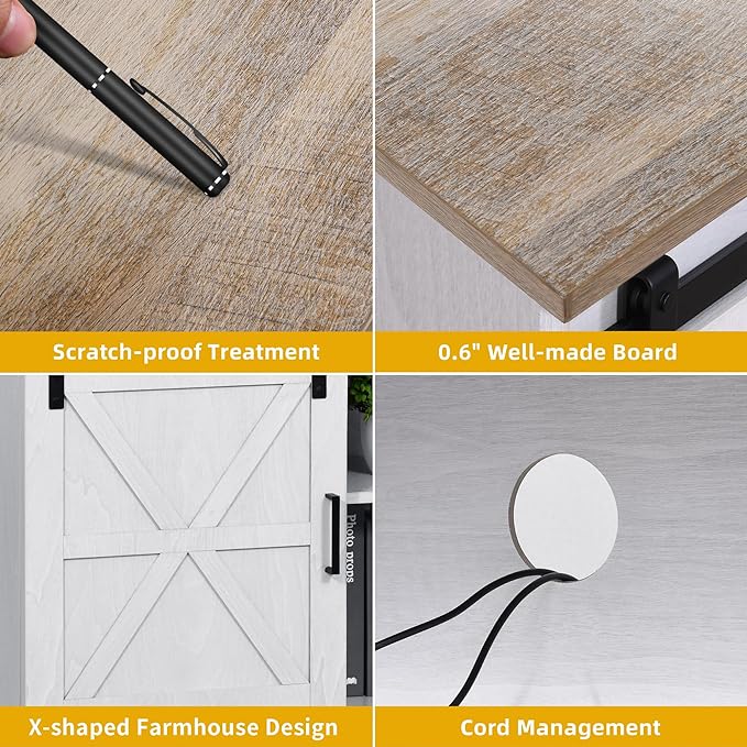 TV Cabinet for 65 Inch TV, Farmhouse TV Stand with Storage Cabinets and Sliding Barn Doors