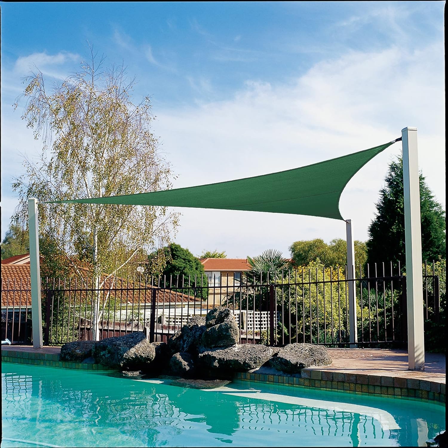 Shade Sail, 95% UV Block Shade and Sun Shield, Medium 18' Triangle Shade Sail Including Hardware Kit, Heritage Green
