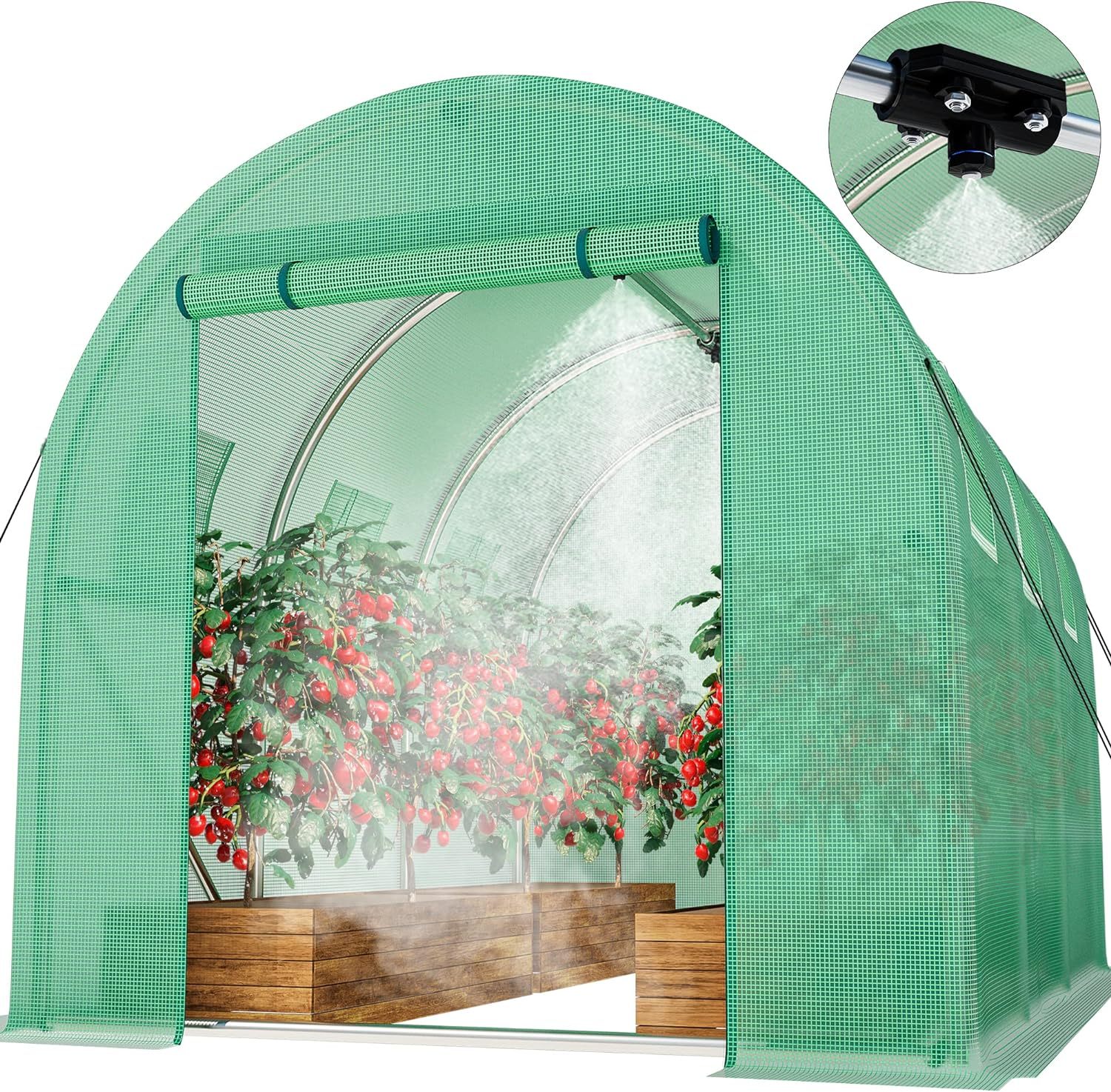 10x6.5x6.5ft Greenhouse w/ Water System Heavy Duty Green House Large Tunnel Greenhouse