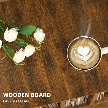 Record Player Stand with Storage Holds Up to 100 Albums, Turntable Stand with Beech Wood Legs, Mid-Century Record Player Table, Brown Vinyl Holder Display Shelf for Bedroom Living Room