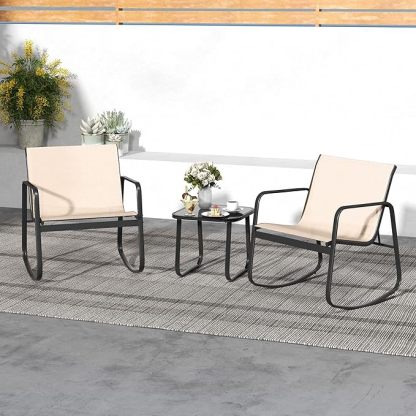 3 Piece Patio Furniture Set Outdoor Textilene Bistro Set Modern Porch Furniture Patio Chairs Set of 2 