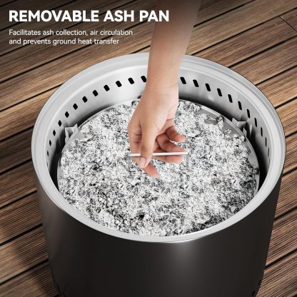 Fire Pit Smokeless 15'' Firepits for Outside Patio, Portable Wood Burning Outdoor Fire Pit w/Removable Ash Pan & Carry Bag