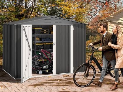 8x6 FT Outdoor Storage Shed, Large Metal Tool Sheds