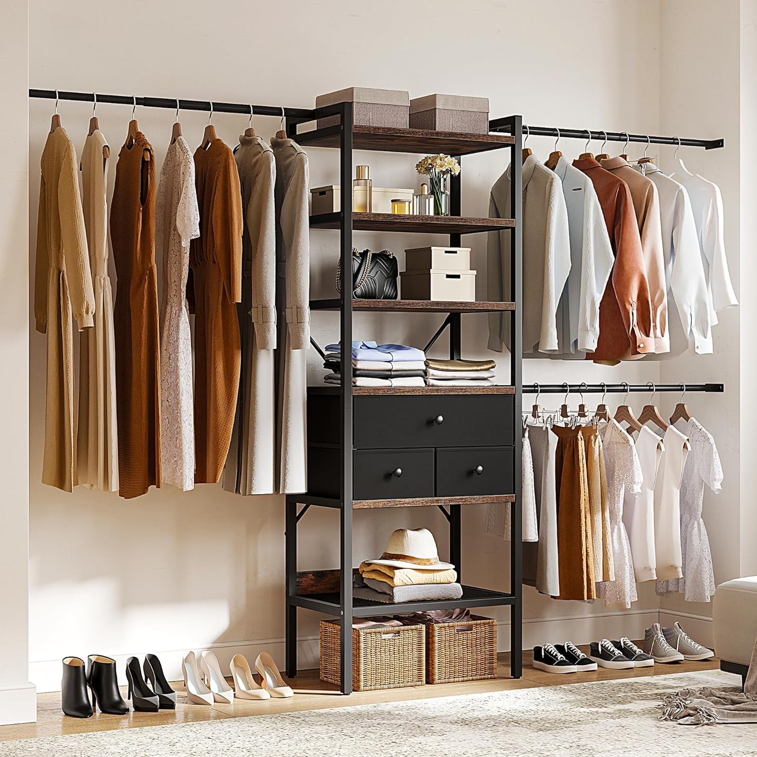 Closet System, Walk In Closet Organizer Systems with 3 Drawers