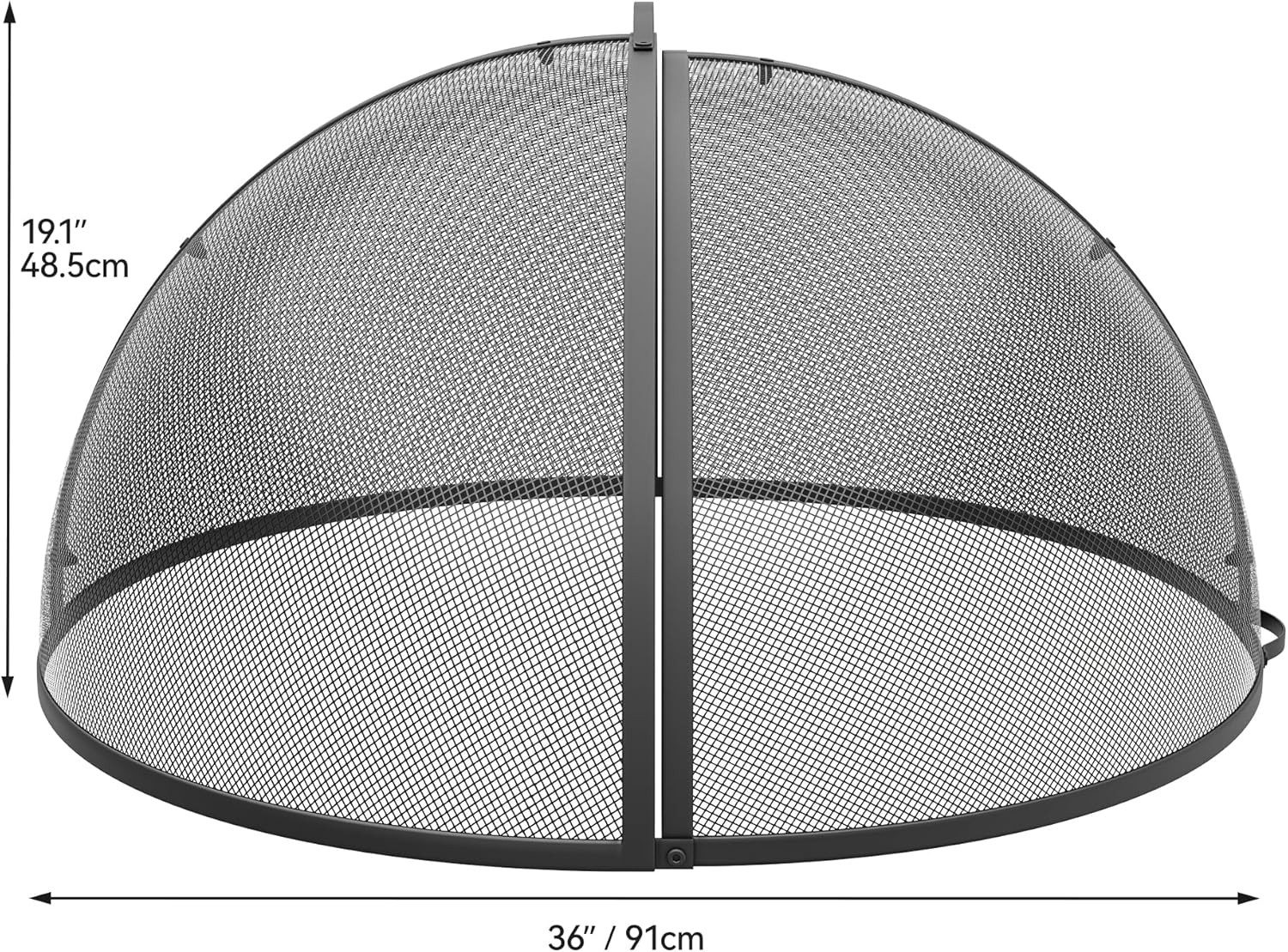 Heavy-Duty Fire Pit Spark Screen with Handle and Poker, Easy-Opening Metal Fire Pit Cover for 36-Inch Round Outdoor Fire Pits