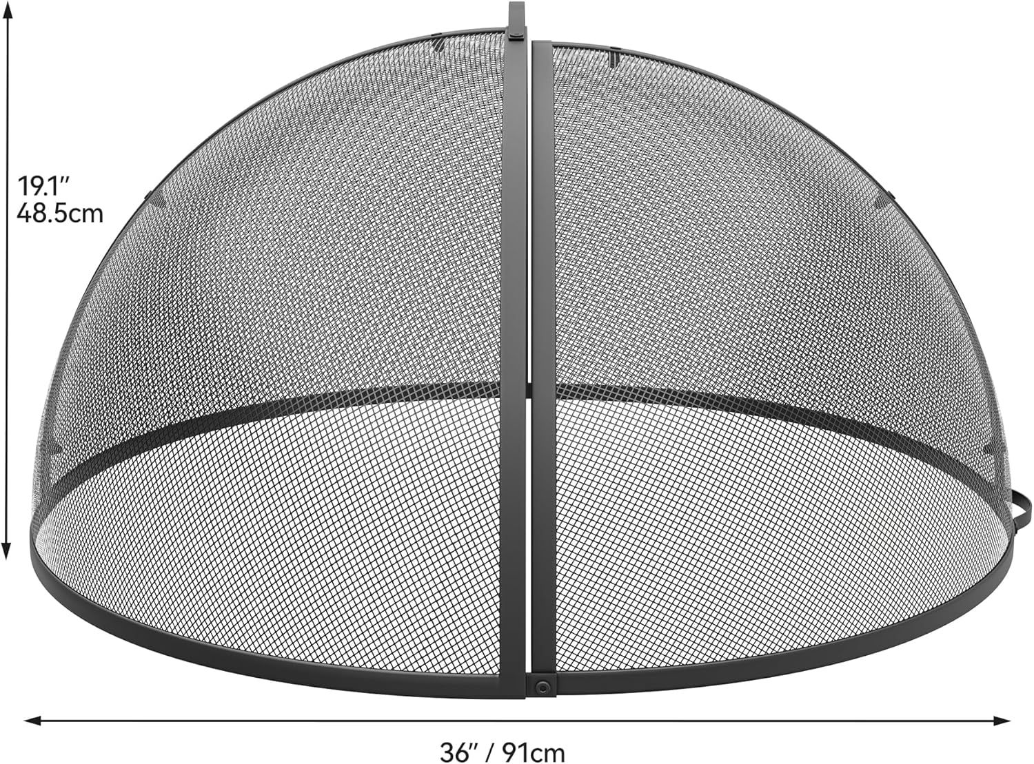 Heavy-Duty Fire Pit Spark Screen with Handle and Poker, Easy-Opening Metal Fire Pit Cover for 36-Inch Round Outdoor Fire Pits