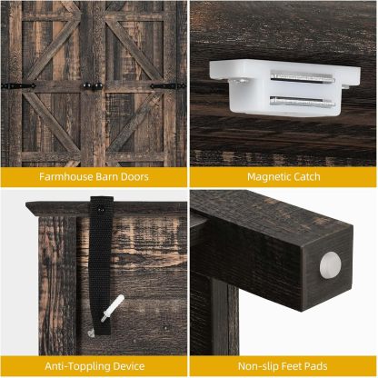 Farmhouse Kitchen Pantry Cabinet, 64.5" Tall Storage Cabinet with 2 Drawers & Adjustable Shelves, Ideal for Kitchen, Living Room, or Entryway, Dark Rustic
