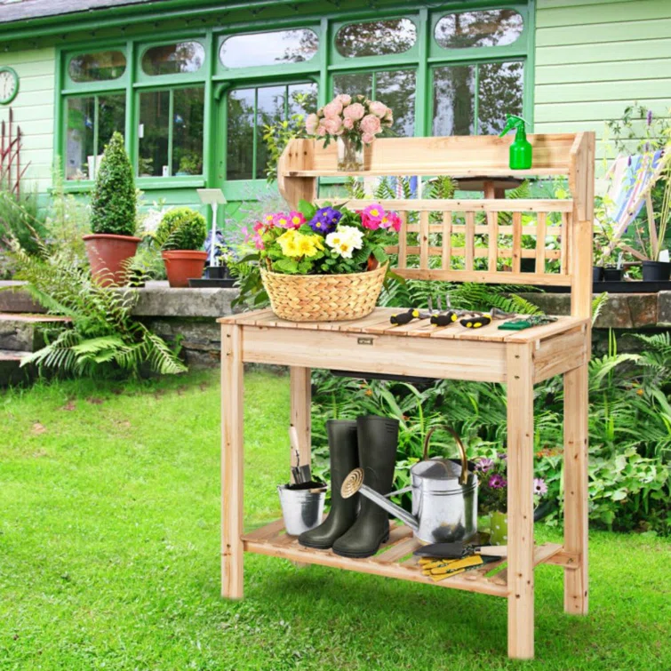 Fir Wood Potting Bench