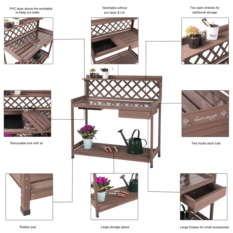 Fir Wood Potting Bench