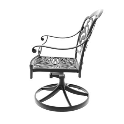 Cast Aluminum Patio Swivel Chair 2PCS With Black Frame and Brown Cushions
