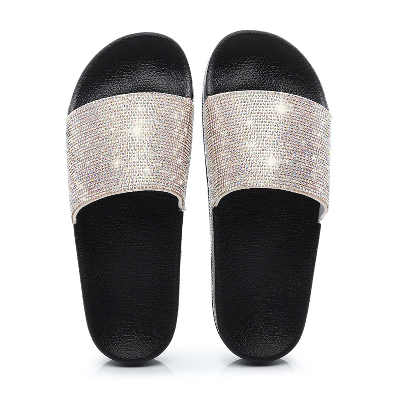 Forever Link Viste-07 Rhinestone Glitter Slide Slip On Flatform Footbed Sandal Slippers