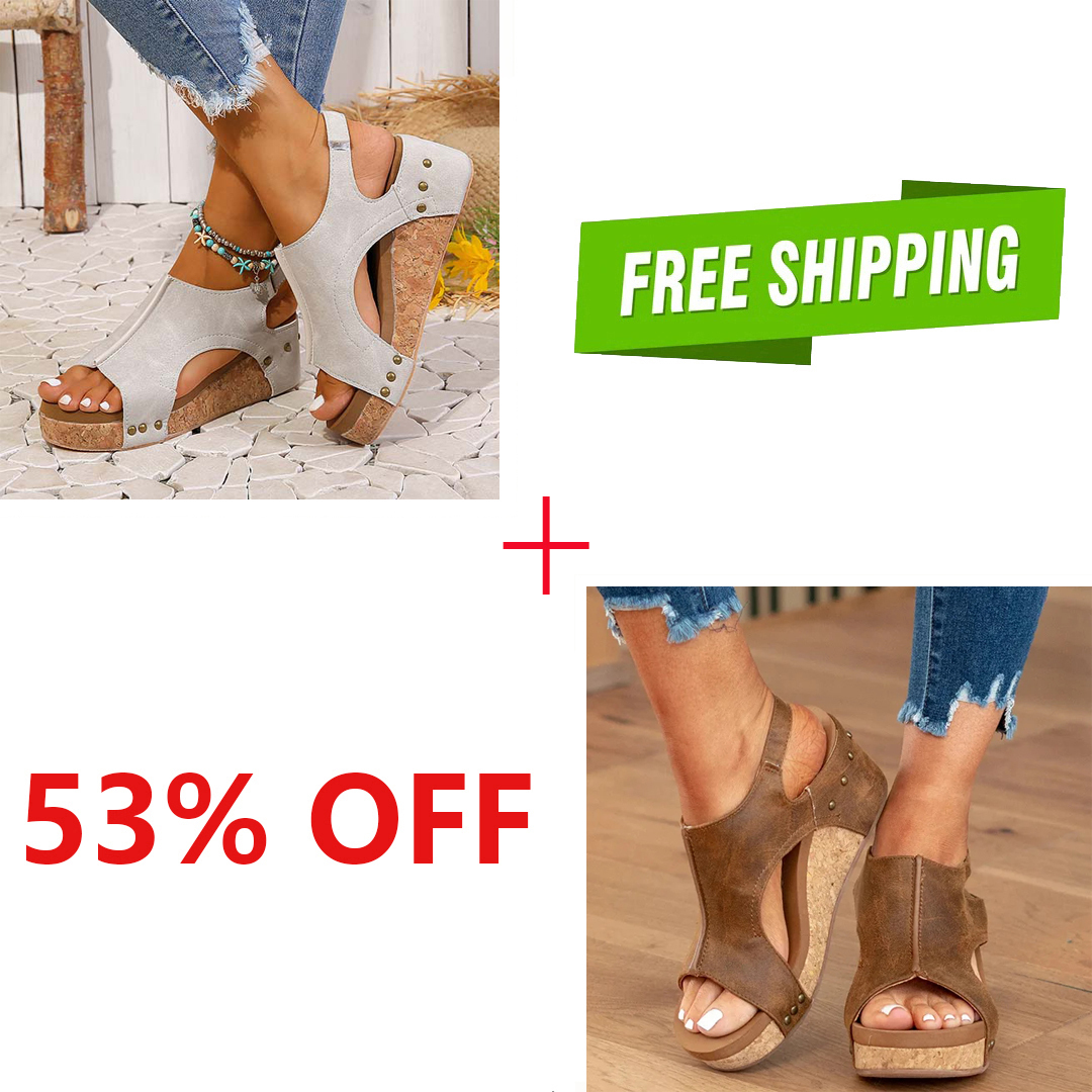 🔥Last Day 50% OFF🔥-Womens Comfy Velcro Wedge Orthopedic Sandals