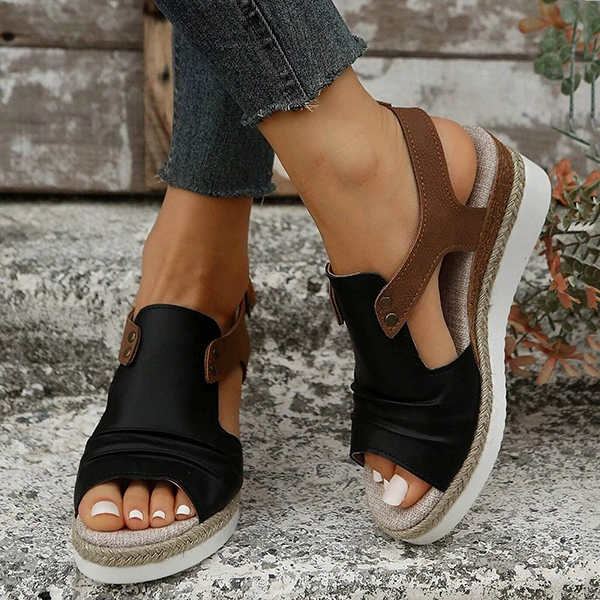 LAST DAY 50% OFF-2024 Womens Open Toe Ankle Strap Platform Orthopedic Wedge Sandals