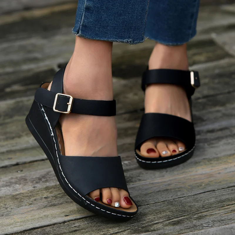 <Jun New> Womens Open Toe Buckle Sandals