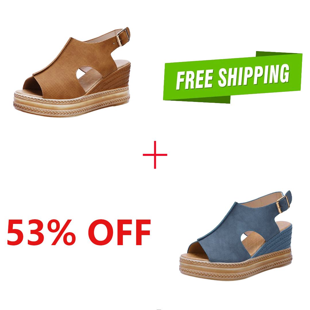 2024 Womens Platform Open Toe Buckle Ankle Strap Wedge Casual Sandals