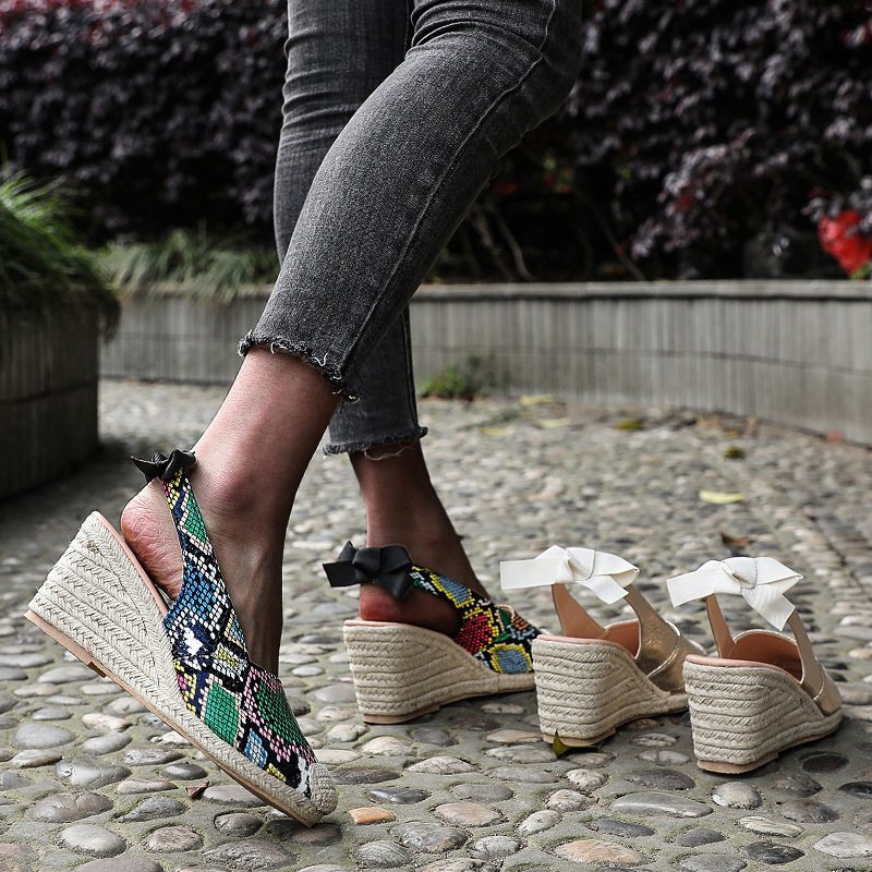 😍[May New]😍-Women Espadrilles Closed Toe Wedges Platform Heel Slingback Sandals
