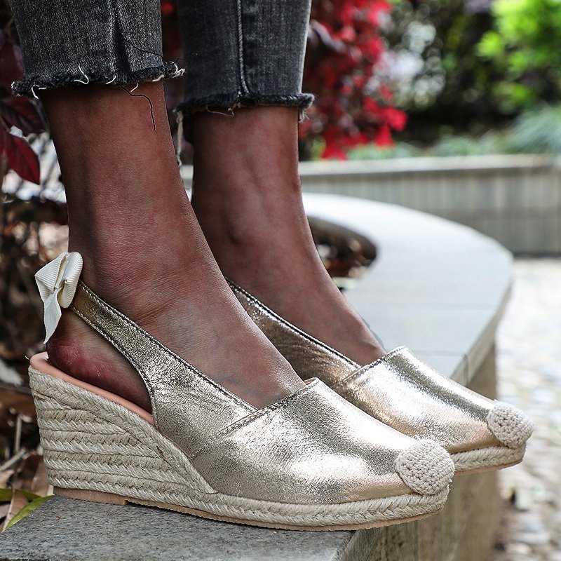 😍[May New]😍-Women Espadrilles Closed Toe Wedges Platform Heel Slingback Sandals