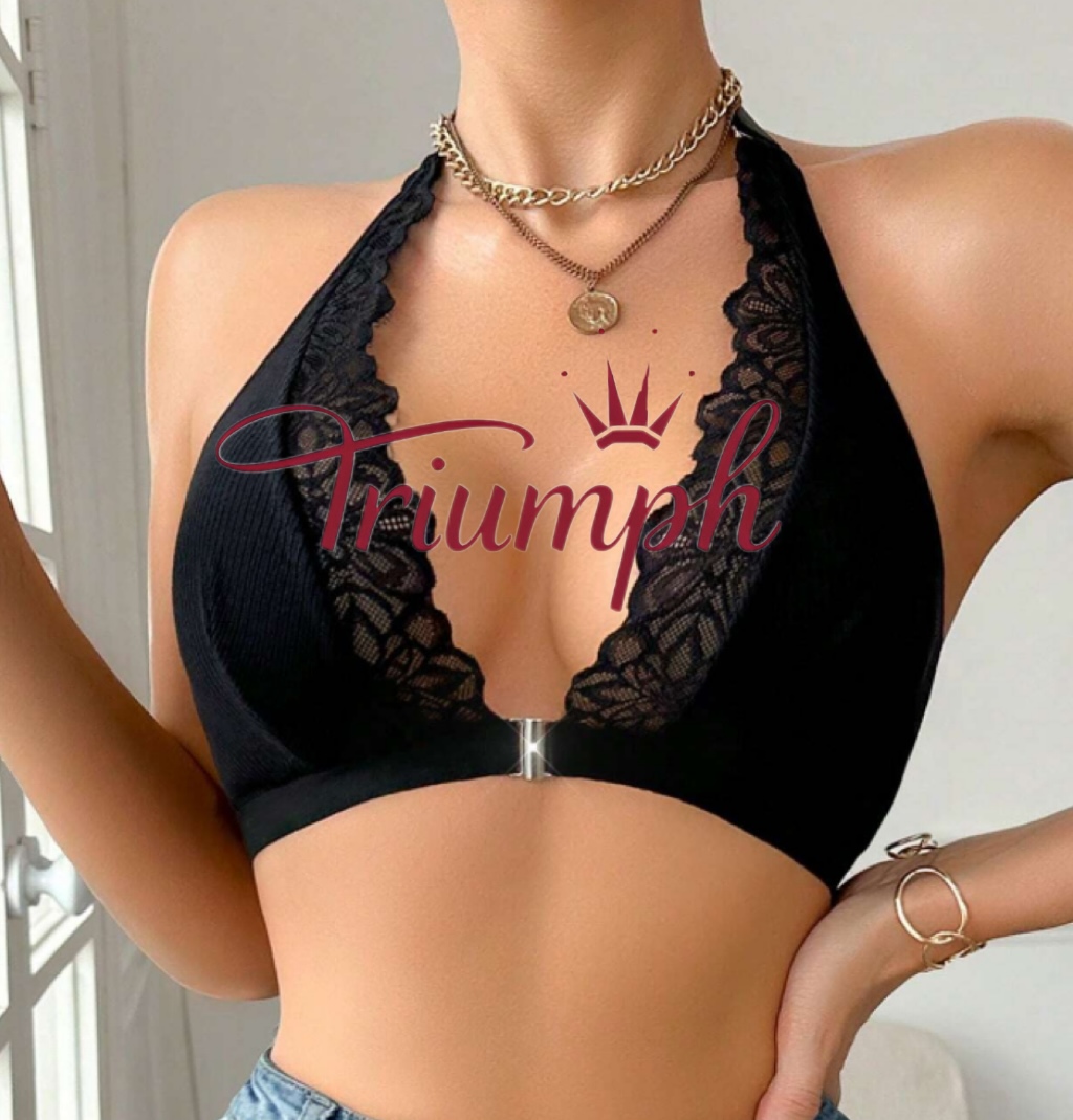 Triumph - 4 pezzi 💥 Reggiseno sexy con pizzo frontale e fibbia romantica