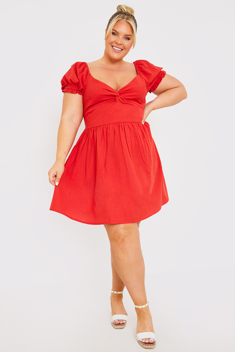 Sweetheart Twist Front Mini Dress