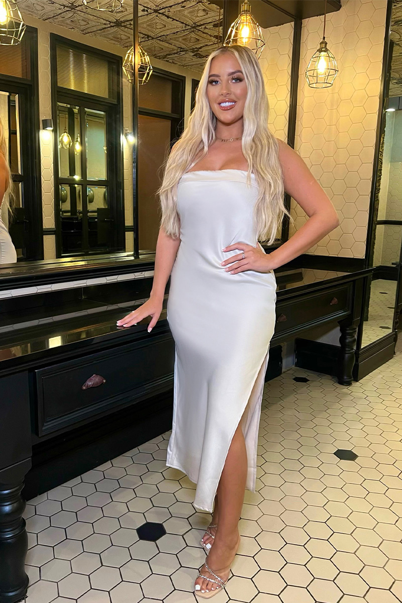 SIZE-FWH--Satin Bandeau Midi Dress