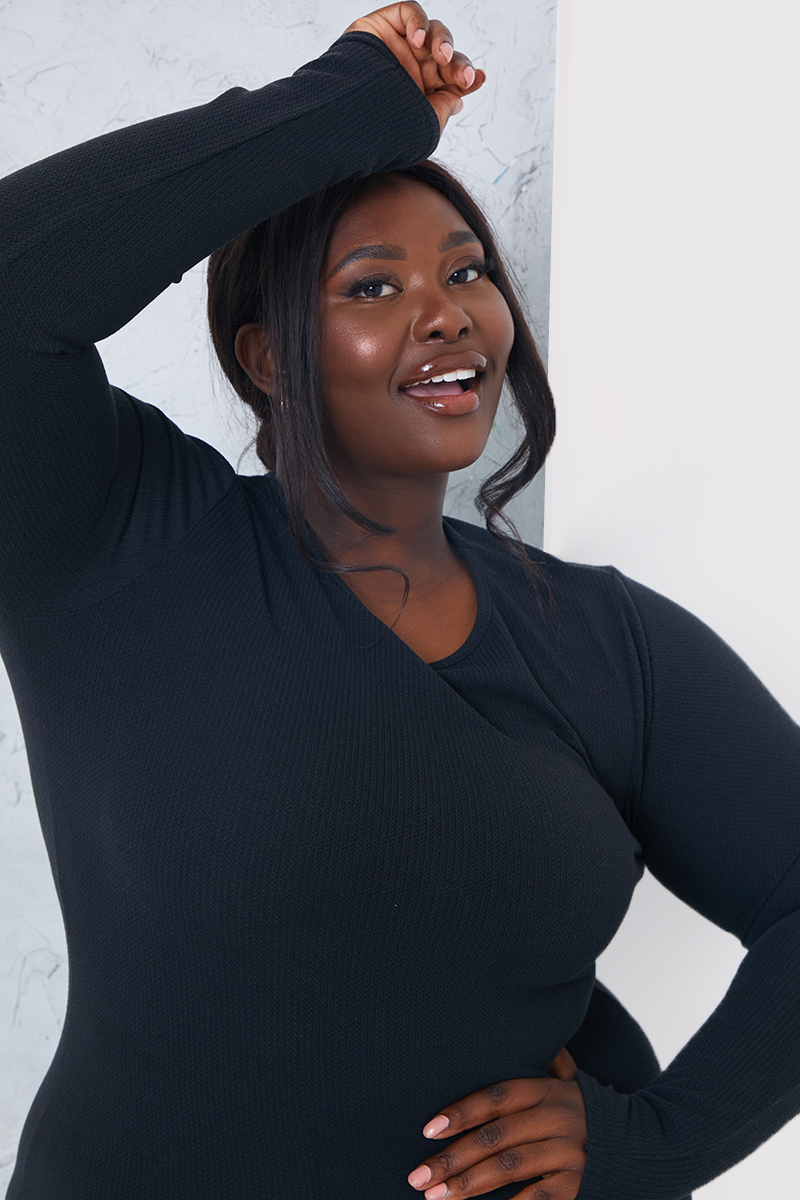 Ribbed Crew Neck Midi Dress