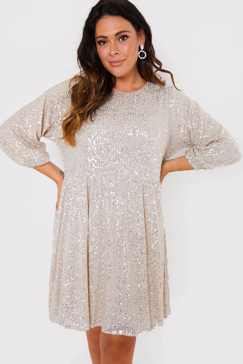 Sequin Smock Mini Dress