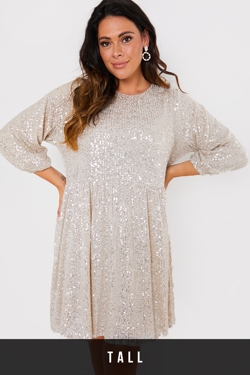 Sequin Smock Mini Dress