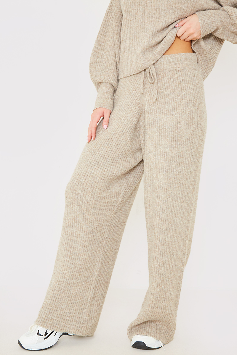 Wide Leg Rib Co Ord Knitted Trouser
