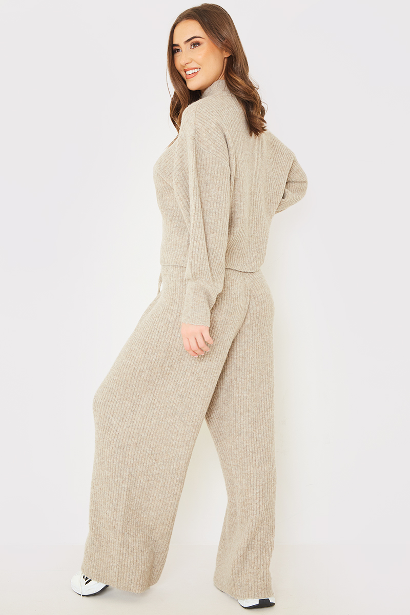 Wide Leg Rib Co Ord Knitted Trouser