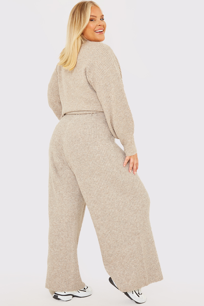 Wide Leg Rib Co Ord Knitted Trouser