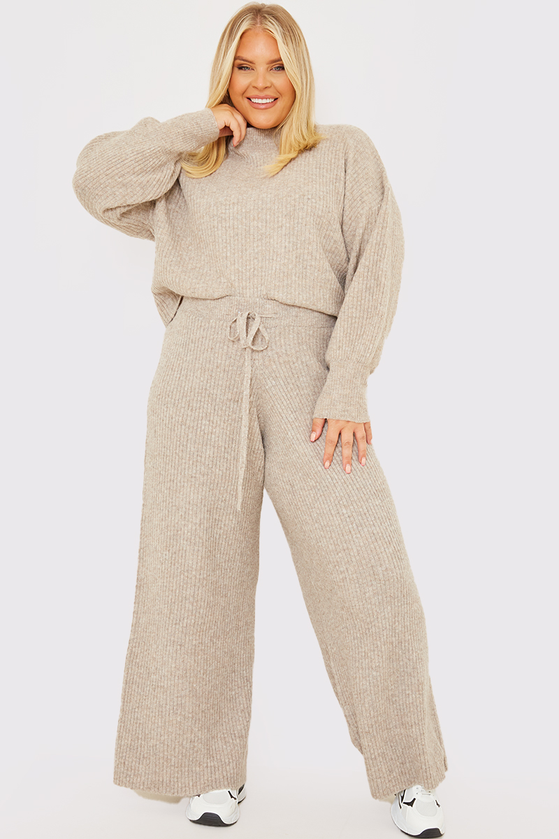Wide Leg Rib Co Ord Knitted Trouser