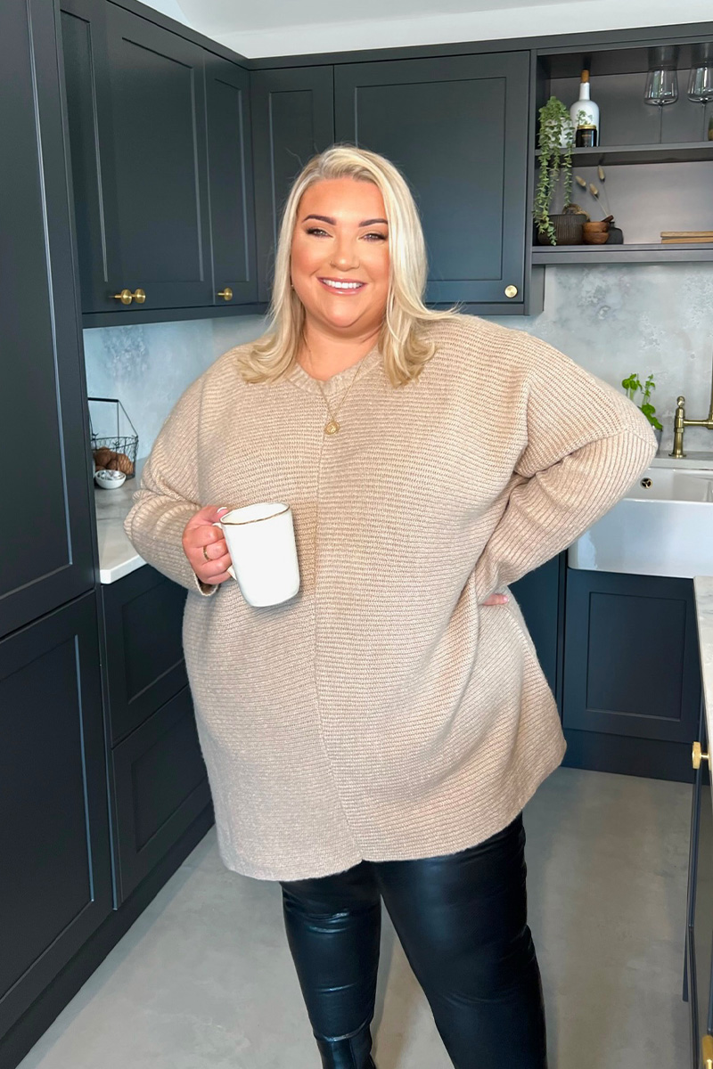 Interest Rib High Neck Knitted Jumper