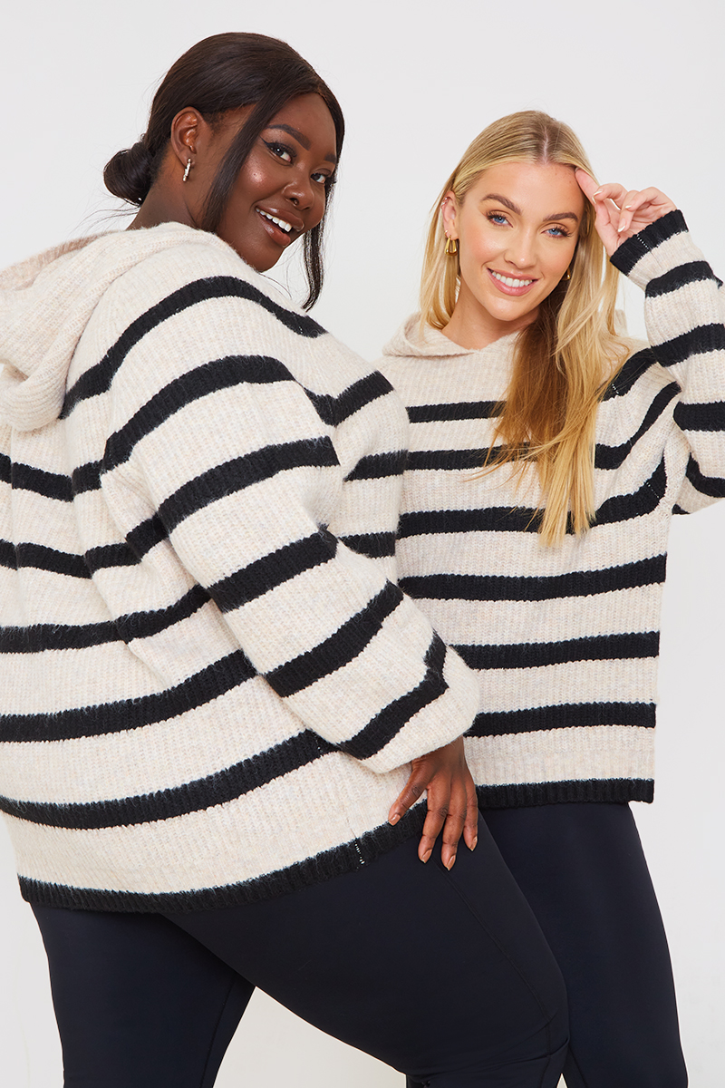 Recycled Stripe Knitted Hoodie