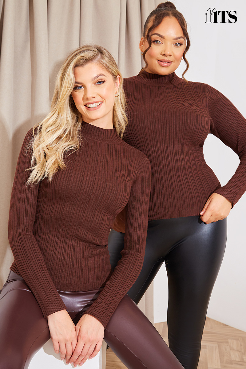 High Neck Variegated Rib Top
