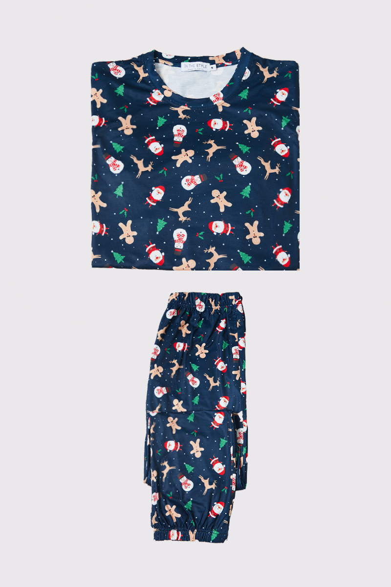 Mens Santa/Gingerbread Print Matching Family PJ Set