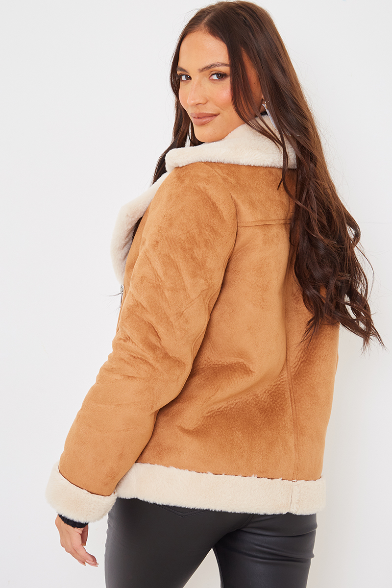 Faux Suede Aviator Jacket
