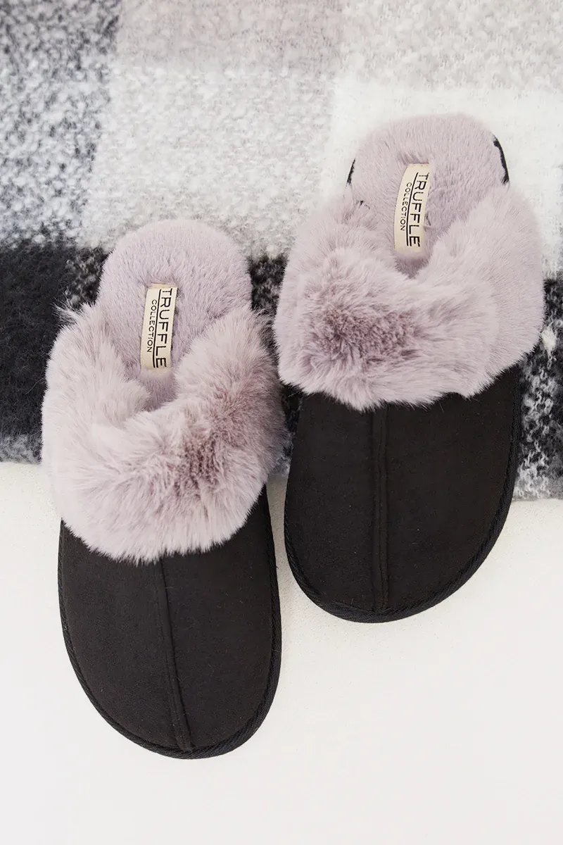 Faux Fur Trim Slipper