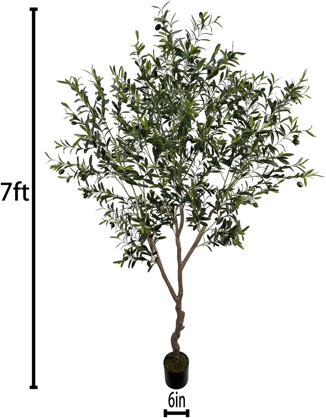 Artificial Tree Faux Olive Tree 8ft(92in,3200leaves) Tall Fake Olive Plant in Pot Fake Silk Tree Faux Plants Indoor