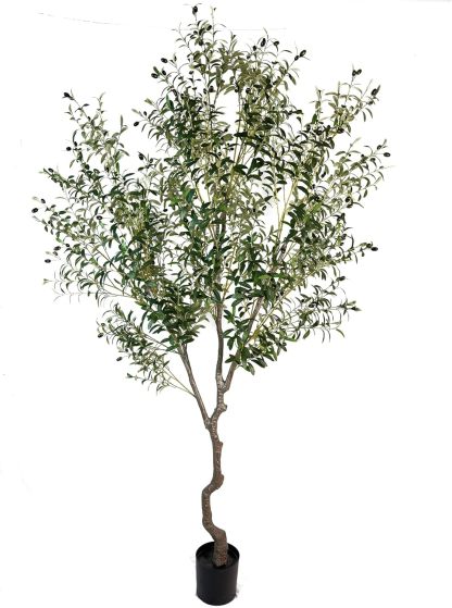 Artificial Tree Faux Olive Tree 8ft(92in,3200leaves) Tall Fake Olive Plant in Pot Fake Silk Tree Faux Plants Indoor