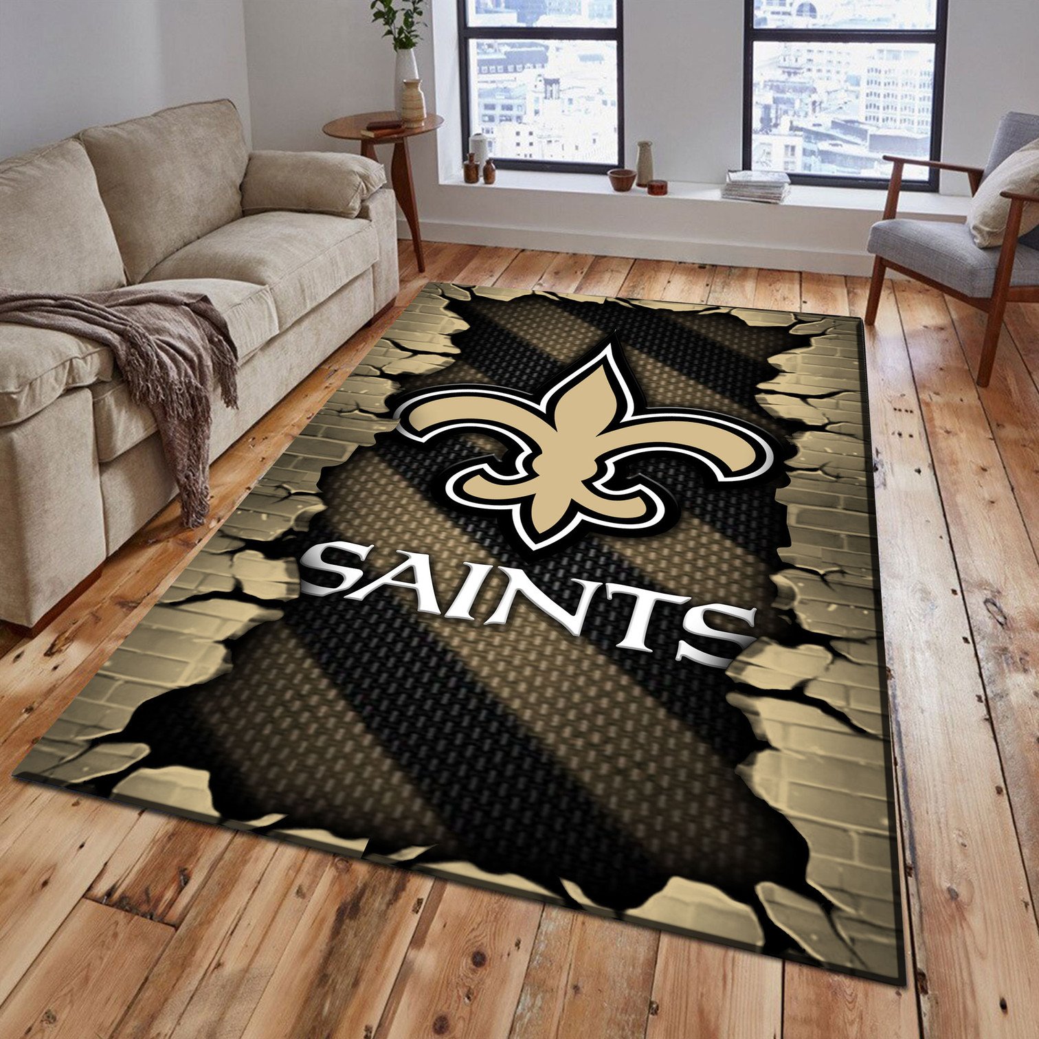 New Orleans Saints Themed Rug