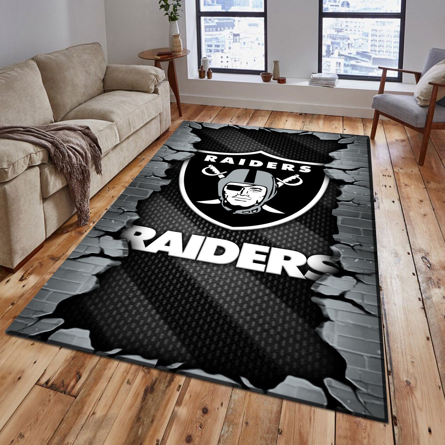 Las Vegas Raiders Themed Rug